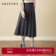 诗凡黎（'SEIFINI）诗凡黎经典学院风JK解构半身裙2025秋新款高腰显瘦通勤百搭百褶裙 深灰 长裙 M