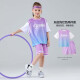 左西女童运动套装夏季2023儿童短袖短裤篮球服透气两件套 浅紫色 160 