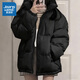 真维斯（Jeanswest）立领棉服女韩版学院风棉衣2026年新款冬季面包服男女宽松保暖外套 黑色 纯色 XL
