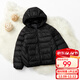鸭鸭（YAYA）儿童轻薄羽绒服冬季连帽宝宝小童中大童男女童保暖冬装轻便外套D 黑色 160