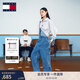 TOMMY JEANS【工装阔腿】秋冬女装美式复古大口袋蓝色直筒牛仔背带裤 牛仔蓝1A5 S