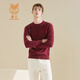鹿王【全羊绒】羊绒衫男山羊绒针织衫毛衣圆领休闲打底百搭款礼遇季 深邃红 L 175/92A