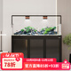 森森新款智能鱼缸底柜中式客厅超白玻璃大型底过滤免换水生态水族箱  溪流缸1.5米48宽 极窄岩板+龙门架爆藻灯