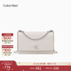 Calvin Klein通勤风小众单肩包礼物荔枝纹包包金属搭扣链条翻盖CK女包斜挎包 WGY-米杏 OS