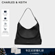 CHARLES&KEITH25冬新品时尚大容量通勤单肩托特包圣诞礼物送女友CK2-40782736 Noir黑色 L