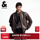 杰克·琼斯（JACK&JONES）男装士夹克羊皮革插袋时尚长袖宽松立领经典舒适上衣225410002 E09巧克力棕 常规 L （180）