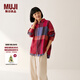 MUJI女式法兰绒衬衫领宽版长袖衬衫女士格子衬衣外套25年冬季BC2BCC5A 红色格纹 M （160/84A）