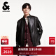 杰克·琼斯（JACK&JONES）秋季款男装时尚机车风羊皮夹克外套立领直筒拉链上衣225310009 E40黑色 常规 M （175）