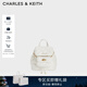 CHARLES&KEITH菱格大容量柔软多用背包书包双肩包包女包生日礼物CK2-60151400 Cream奶白色 S