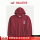 HOLLISTER【复古印花】25秋冬美式连帽卫衣男装女装322-5196 酒红色图案 M (180/100A)