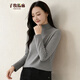 子牧棉麻秋冬装 女韩版德绒条纹打底衫加厚双面磨毛保暖长袖上衣8863 烟灰色半高领条纹款德绒 加厚 2XL (建议140-155斤)