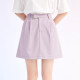 A21夏季女装梭织A字裙A摆短裙田园风纯色小清新裙子 紫色 M