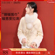 三彩2025新款国风环保皮草毛毛围巾小围脖交叉保暖毛绒球女温柔 云朵白 均码
