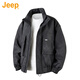 JEEP美国正品高端皮衣羽绒服冬季保暖御寒男装上衣服休闲翻领夹克外套 黑色 【官方正品】 XL