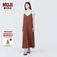MUJI 女式 易干弹力泡泡纱 背带裤 女装夏季连体裤吊带BC2JRA4S 砖红色 XL （165/92A）