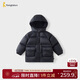 童泰（TONGTAI）宝宝羽绒服冬季衣服儿童中长款连帽三防外套鸭绒上衣黑色100cm