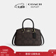 蔻驰（COACH）【礼物】新款奥莱女士女包老花SAVANNAH小号CARRYALL手提斜挎包 IM/胡桃木色/黑色