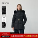 PRICH【90%鹅绒+防水】时尚连帽狐狸毛领收腰羽绒服2025冬新款新年 19黑色 S 160