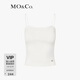 MO&Co.背心上衣夏简约平口弧形露背针织吊带MC金属饰牌摩安珂 米白色 M 165