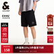 杰克·琼斯（JACK&JONES）男装25年休闲短裤男夏季外穿运动卫短裤凉感五分裤中裤宽松沙滩裤 E40黑色 L (180)