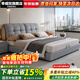 帝威奴【包安装】床皮床科技布双人床简约软靠卧室实木大床 浅灰床+20公分乳胶椰棕床垫 1.8米*2米