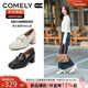 康莉（COMELY）羊皮乐福鞋女2025年春秋季新款厚底粗跟通勤英伦风小皮鞋 米白 36