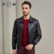 雪豹【特价】双面皮系列真皮皮衣头层绵羊皮翻领短款针织下摆男皮夹克 黑色 89707 2XL /52(180/100A)