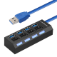 bejoy USB分线器2.0 高速扩展一拖四一拖七多接口 笔记本台式电脑 带独立开关排插HUB 4口黑色 3.0