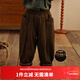 砚台家童装韩版儿童加绒裤子秋冬款婴儿纯棉萝卜裤男童休闲裤春秋 咖色加绒款 100