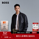 雨果博斯BOSS男士品牌标识袖袋宽松版型皮夹克 001-黑色 M (48)