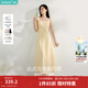 茵曼（INMAN）章若楠同款欧若风法式吊带连衣裙2026夏季新品女装淡鹅黄色裙子 浅黄色 (方领) M