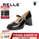 百丽（Belle）简约大气玛丽珍鞋女商场同款纯色粗高跟单鞋3J607CQ4 黑色 36 (230mm)