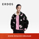 ERDOS 26早春翻领毛绒混纺立体花朵保暖休闲短款女外套 黑 S 160/80A