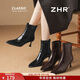 ZHR高跟鞋女秋冬细跟尖头短靴气质通勤加绒女靴法式踝靴BQ137A黑色37