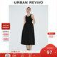 UR2025夏季新款女装设计感拼接垂感圆领无袖连衣裙UWM750056 正黑 S