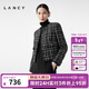 朗姿/LANCY秋冬新款羊毛小香风短外套女黑色格子毛呢高级气质 黑色 XXL
