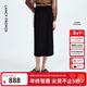 朗姿直筒复古风黑色西装半身裙高级感气质通勤半裙2025年秋季新款 黑色2 M