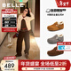 百丽（Belle）周雨彤同款全麦吐司毛里勃肯鞋女冬季商场保暖棉鞋E6V1DDM5 棕色-毛里（2代 | 4cm跟高）【方枪枪同款】 37