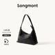 Songmont山下有松循迹系列浅行hobo包植鞣牛皮单肩腋下包饺子包 烟墨黑-大号 现货