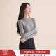 香影【抗起球科技针织衫】修身针织衫女冬季木耳领正肩内搭打底衫 灰色 XL