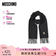 莫斯奇诺（MOSCHINO）【品牌直供】围巾刺绣流苏羊毛情侣围脖男女同款新年生日礼物 黑色小熊款