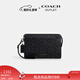 蔻驰（COACH）【专享直降】奥莱男士男包经典标志老花拉链长款手拿包钱包 QB/炭黑色/黑色