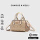 CHARLIE&KELLI品牌包包女款潮牌波士顿包手提单肩斜挎包送女生日三八女神节礼物 米白色【联系客服顺丰包邮】