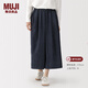 MUJI 女式 木棉混 轻量牛仔 裙裤 裤子女款26年春季 休闲裤 女装 藏青色 XL (165/74A)