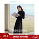 茵曼（INMAN）2025秋冬女装新款灯芯绒连衣裙新品长袖休闲针织礼服中长裙子 午夜黑-18348357H1 M