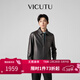 威可多（VICUTU）男士皮衣秋季舒适御寒外套商务休闲黑色皮夹克 黑色 L