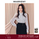MAXRIENY【2件8折】宫廷复古荷叶边领衬衫女冬气质蕾丝雪纺衫长袖上衣 漂白 M