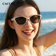 CACUSS墨镜女时尚遮阳防紫外线偏光太阳镜女防晒眼镜猫眼造型 米白框