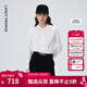朗姿【朗姿Basic衣橱】设计感荷叶边上衣女通勤春季新款长袖法式衬衫 米白色 M