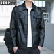 JEEP SPIRIT2024新款秋季海宁油蜡绵羊皮真皮皮衣男短款立领机车男士休闲外套 黑色城市轻户外 4XL城市轻户外